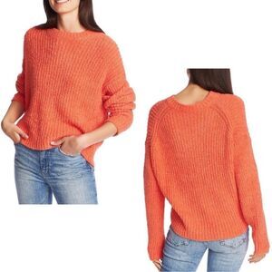 1. STATE- Womens Orange Long Sleeve Crew Neck Sweater